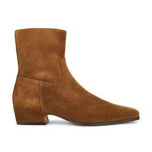 Steve Madden Dusty Boot in Chestnut Suede ankle leather brown block heel